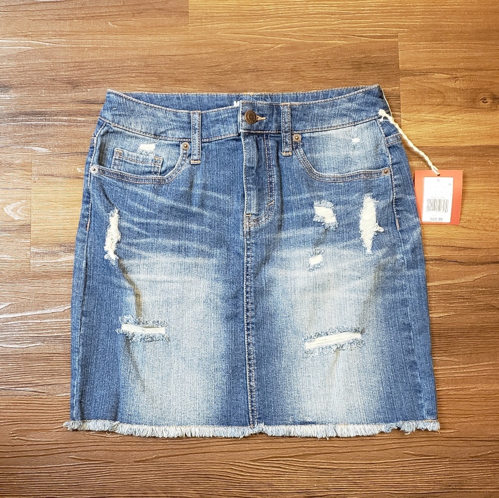 Distressed denim skirt jean skirt grunge - Picture 5 of 6